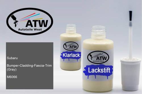 Subaru, Bumper-Cladding-Fascia-Trim (Gray), M6066: 20ml Lackstift + 20ml Klarlack - Set, von ATW Autoteile West.